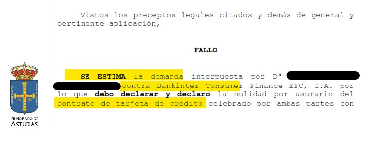 Recorte del fallo de la sentencia 00088/2022 contra Bankintercard