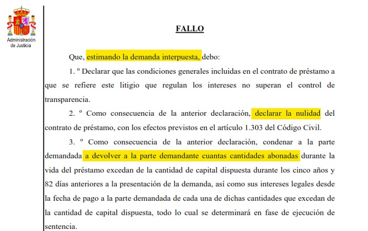 Recorte del fallo de la sentencia 437/2025 contra CaixaBank Payments & Consumer