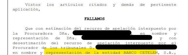 Recorte del fallo de la sentencia 000221/2022 contra CaixaBank Payments & Consumer
