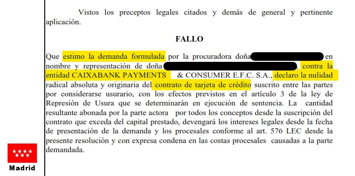 Recorte del fallo de la sentencia 194/2026 contra Cetelem